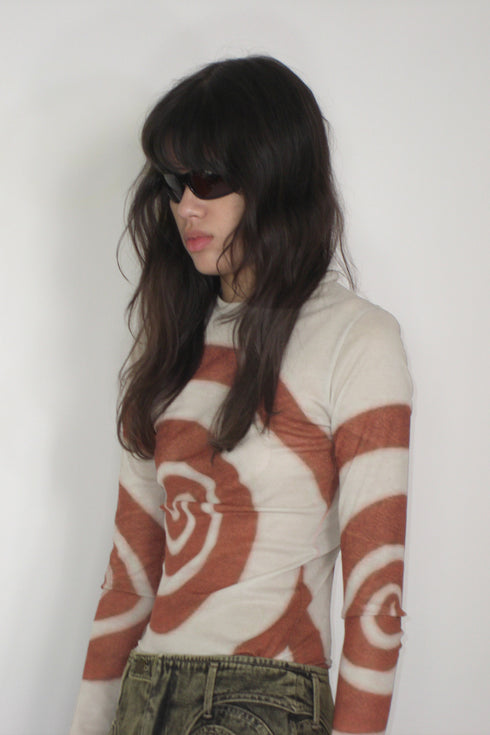 SECOND SKIN TOPS "Spiral Gecko" -RED-